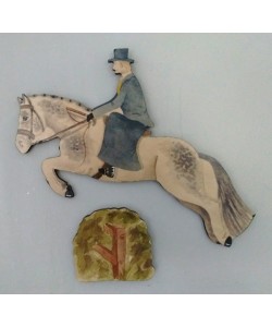 Jumping Horse, Side Saddle Rider & Hedge Wall Plaques